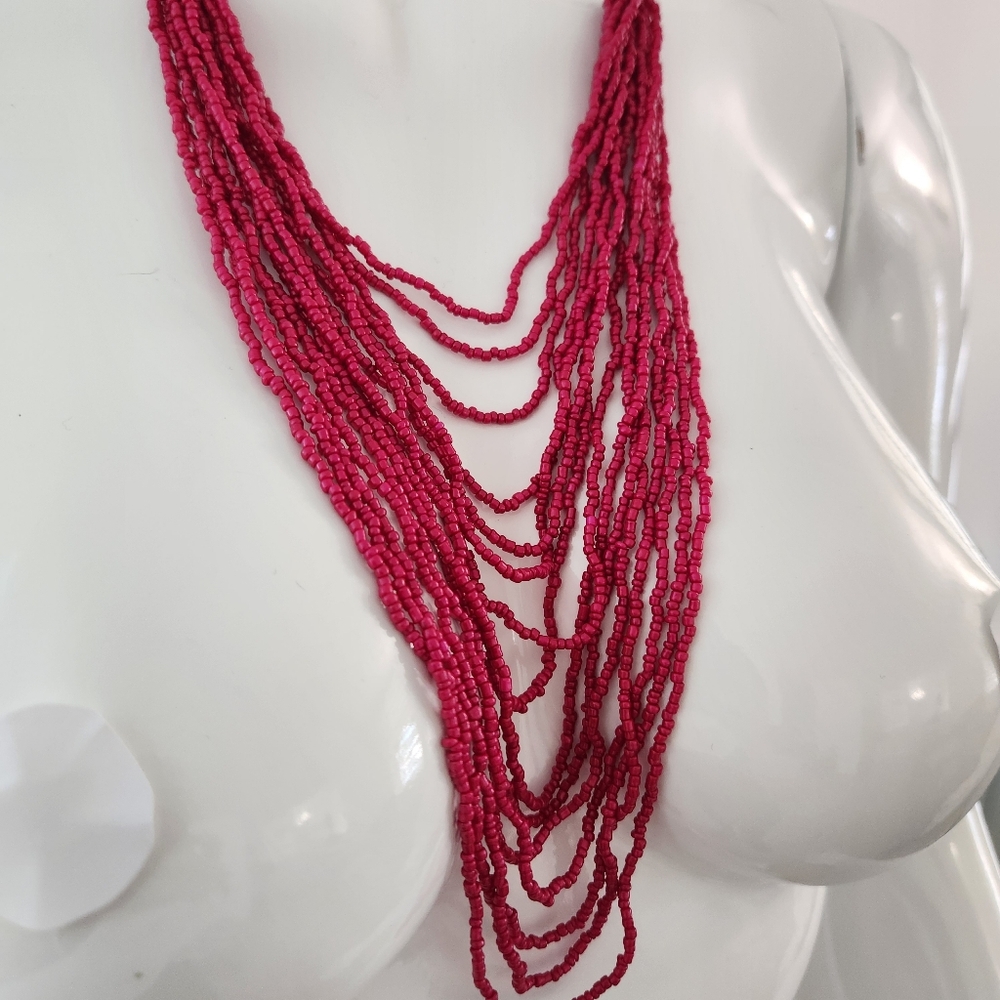 NWT Paparazzi Pink Beaded Statement Necklace & Earring Set